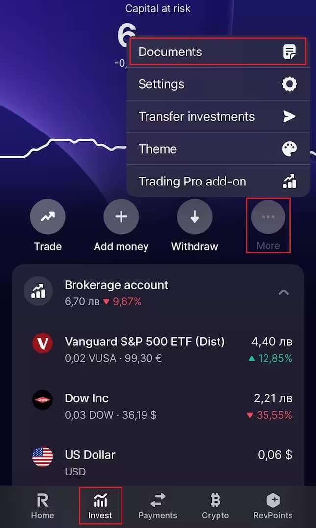 Account Statement в Revolut